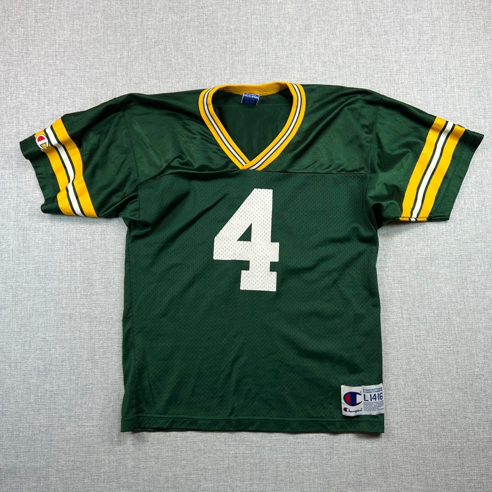 VTG 90s Champion Brett Favre Green Bay Packers Jersey Youth L 14-16 Green NFL